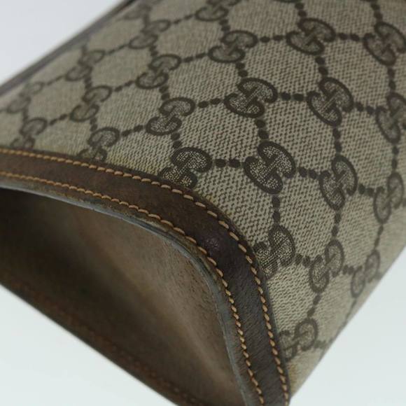 GUCCI GG Canvas Web Sherry Line Clutch Bag PVC Leather Beige Green Auth 54839 - Picture 14 of 16